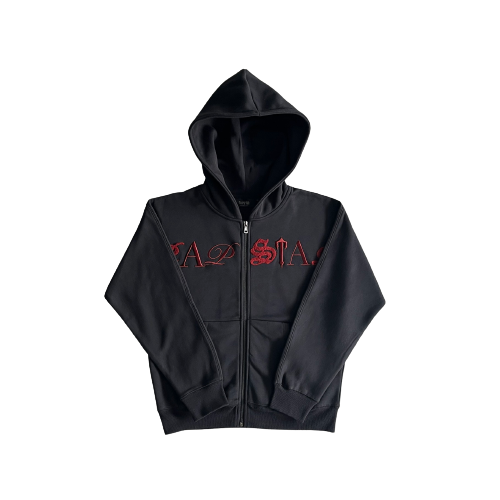 Trapstar Scrip Black/Zinfandel Zip-Up Hoodie Tracksuit