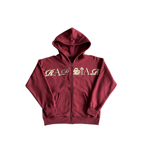 Trapstar Scrip Red/Zinfandel Zip-Up Hoodie Tracksuit