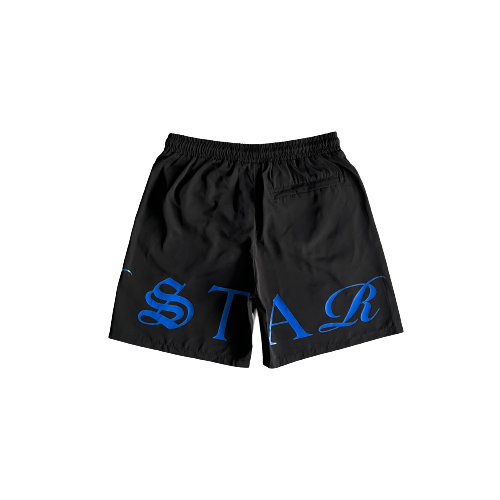 Trapstar Black/Blue Script Swimshorts