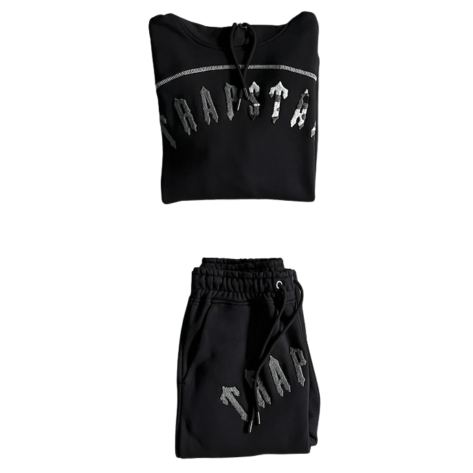 Trapstar Black/Grey Camo Irongate Chenille Arch Hoodie Tracksuit