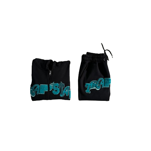 Trapstar Black/Teal Wildcard Zip-up Hooded Tracksuit