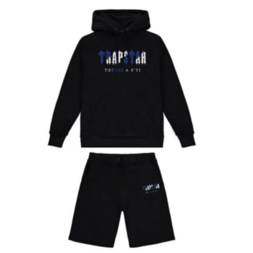 Trapstar Black Blue/White Hoodie and Short Set-Trapstar-MrDripZone