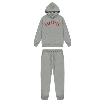 Trapstar Grey/Red Arch Panel Chenille Hoodie Tracksuit-Trapstar-MrDripZone