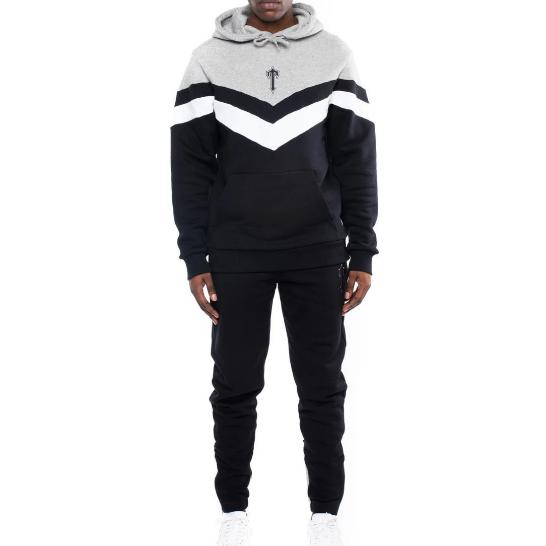 Trapstar V-Stripe Black/Grey/White Hooded Tracksuit-Trapstar-MrDripZone