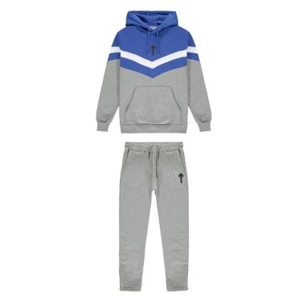 Trapstar V-Stripe Royal Blue/Grey/White Hooded Tracksuit-Trapstar-MrDripZone